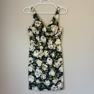 bebe floral fitted v-neck formal summer dress